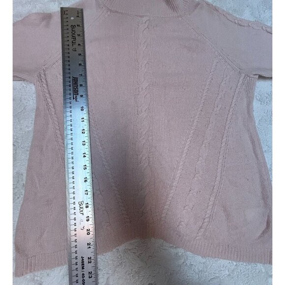 Nanette Nanette Lepore 100% 2-Ply Cashmere Cable-Knit Mock Neck Sweater XL Pink - Picture 7 of 8